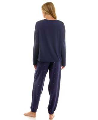 Women's 2-Piece Ribbed Velour Henley Neck Top and Joggers Set