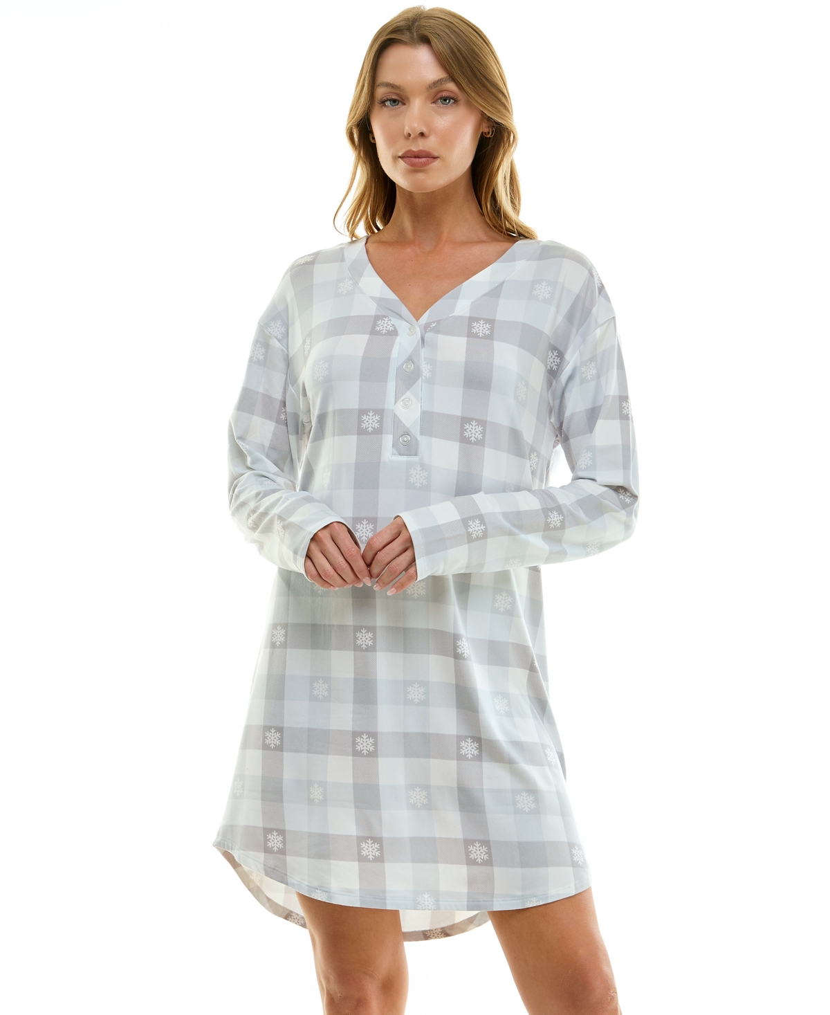 Roudelain Women's Printed Long-Sleeve V-Neck Sleepshirt