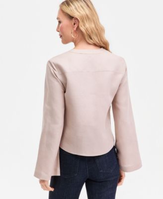 Women's Linen Tie-Front Button-Down Shirt