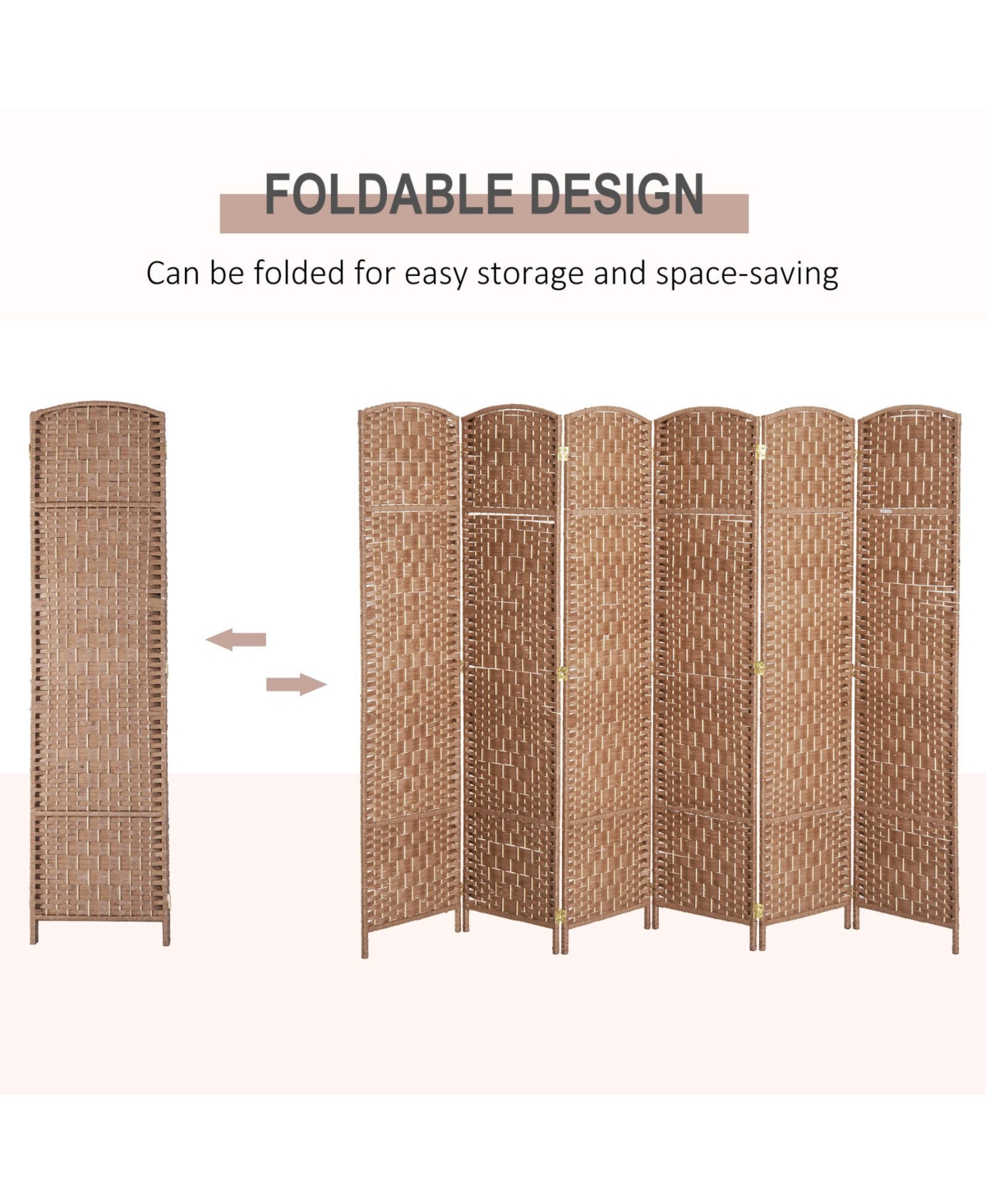 Homcom Panel Resin Wicker Folding Room Divider Privacy Screen Home Office Decor