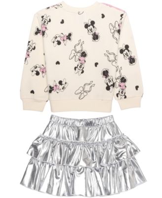 Girls' 2T-6X Minnie Mouse Long-Sleeve Top and Skirt, 2-Piece Set