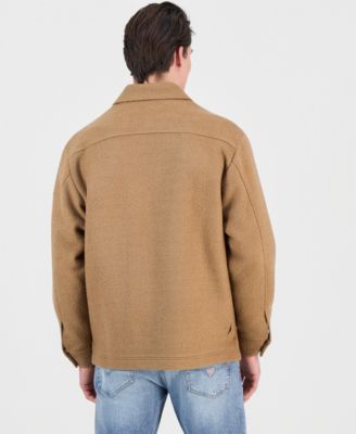 Men's Furry Button-Front Shirt Jacket