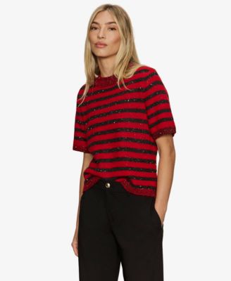 Sanctuary - Women's Short-Sleeve Shine Sweater T-Shirt