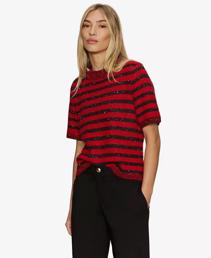 Women's Short-Sleeve Shine Sweater T-Shirt
