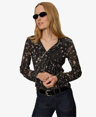 Women's Fitted Mesh Button Down Top