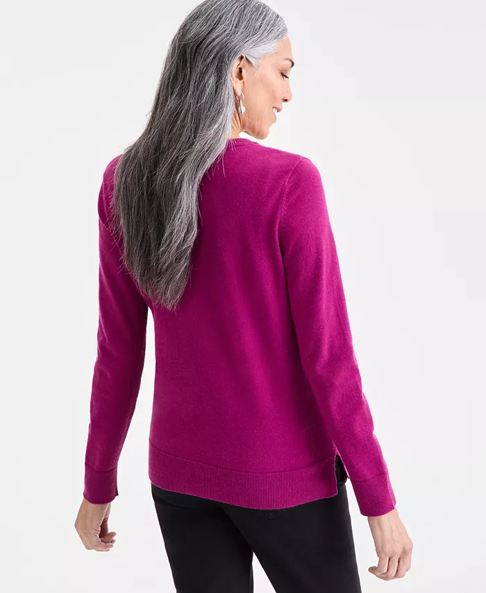 Women's V-Neck Long-Sleeve Sweater - thumbnail 2