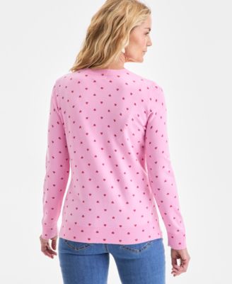 Petite Printed Crewneck Pull-On Sweater, Macy's Exclusive