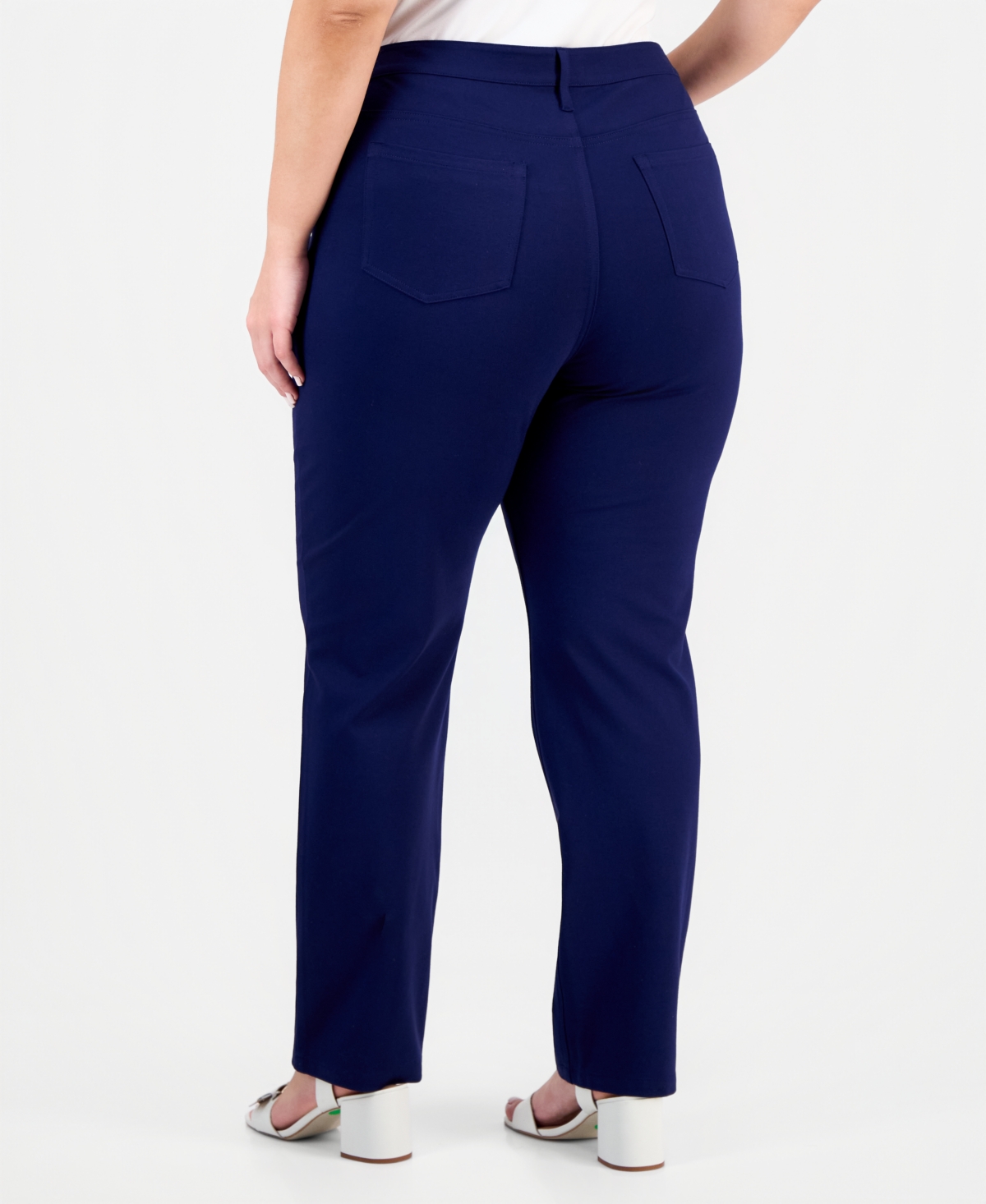 Jones New York Plus Size Lexington Straight-leg Modern Compression Pants In Blue