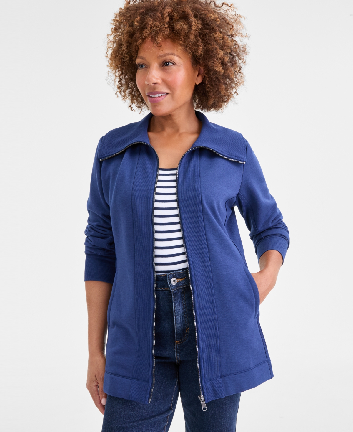 Style & Co Women's Zip-Front Fleece Tunic, Exclusively at Macy's