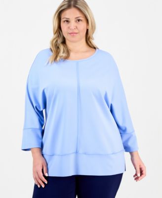 Jones New York - Plus Size Dolman-Sleeve Seamed Tunic