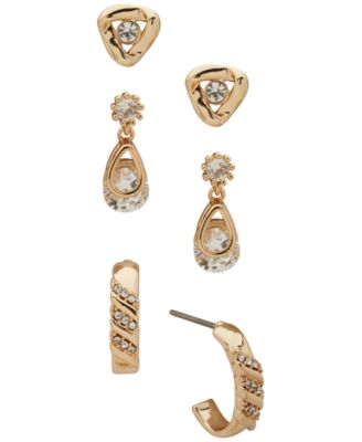 Anne Klein - 3-Pc. Cubic Zirconia Twisted Stone Trio Earrings Set