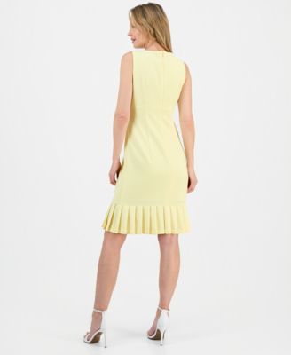 Women's Stretch-Crepe Pleat-Hem Sheath Dress