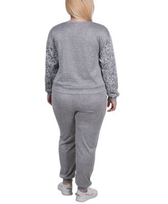 Women's Plus Size Long Sleeve Jogger Set
