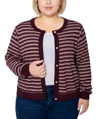 Women's Plus Size Long sleeve Ribbed Cardigan Sweater