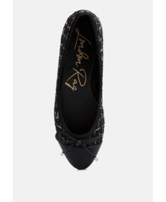 Womens Junpey Plaid Tweed Ballet Flats