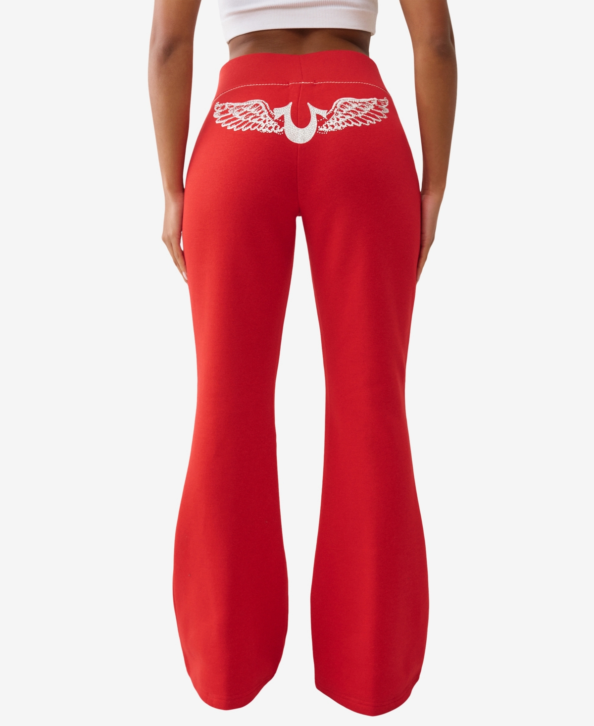 True Religion Women's Crystal Wing Big T Flare Pants In Red