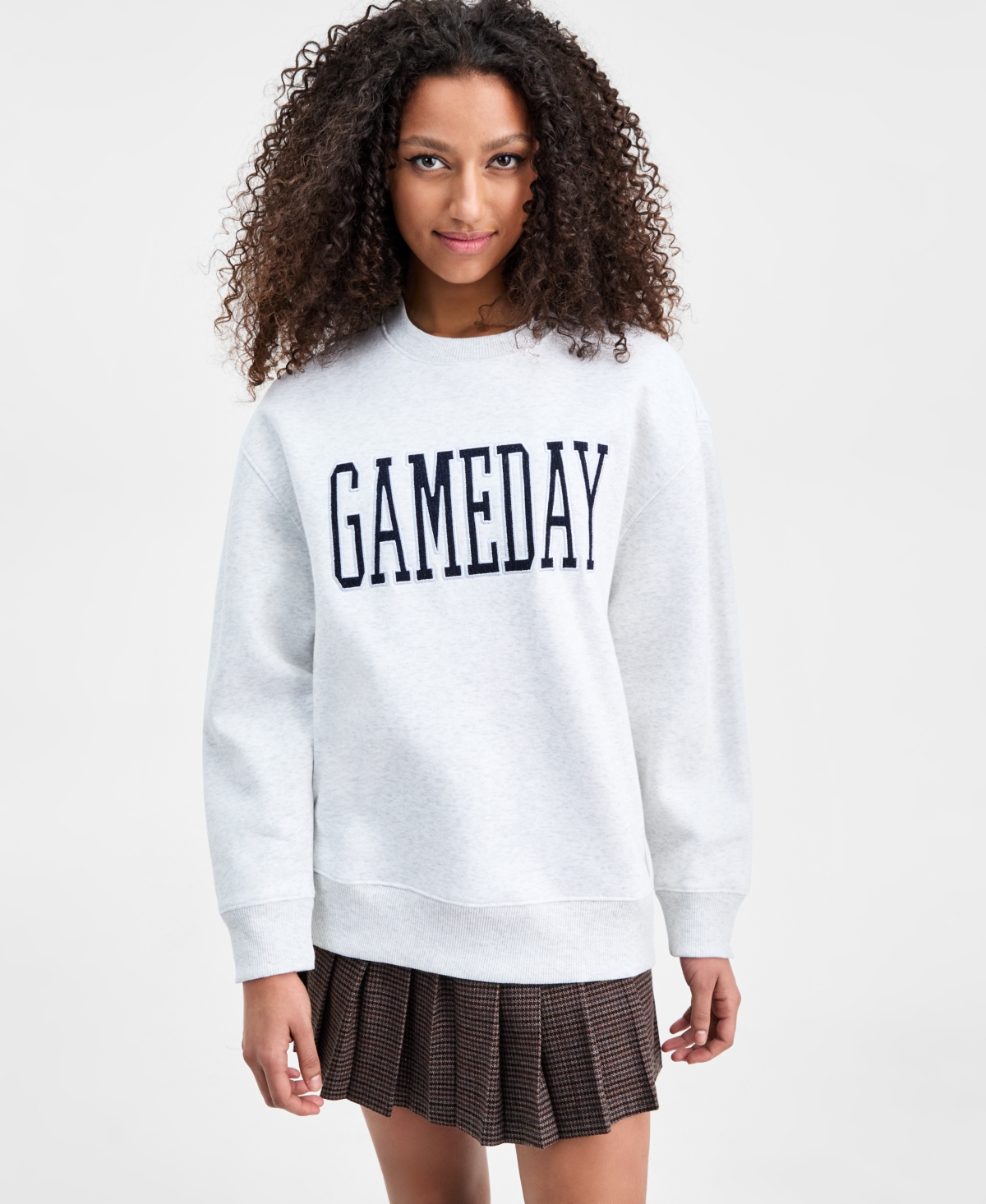 Bar Iii Women's Gameday Crewneck Sweatshirt, Macy's Exclusive In White
