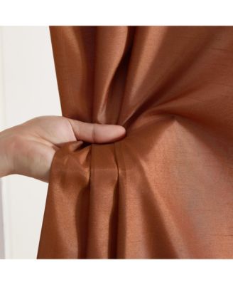 Jefferson Faux Silk Semi Sheer Light Filtering Microfiber Lined Grommet Lightweight Window Curtain Panels, Set of 2