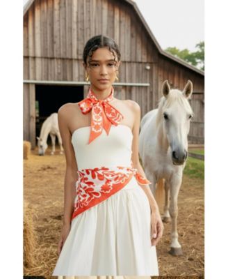 Silk Skinny Scarf Red Blessing