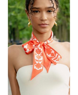 Silk Skinny Scarf Red Blessing