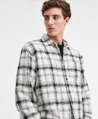 Men's Winston Long-Sleeve Tweed Plaid Button-Front Shirt Jacket