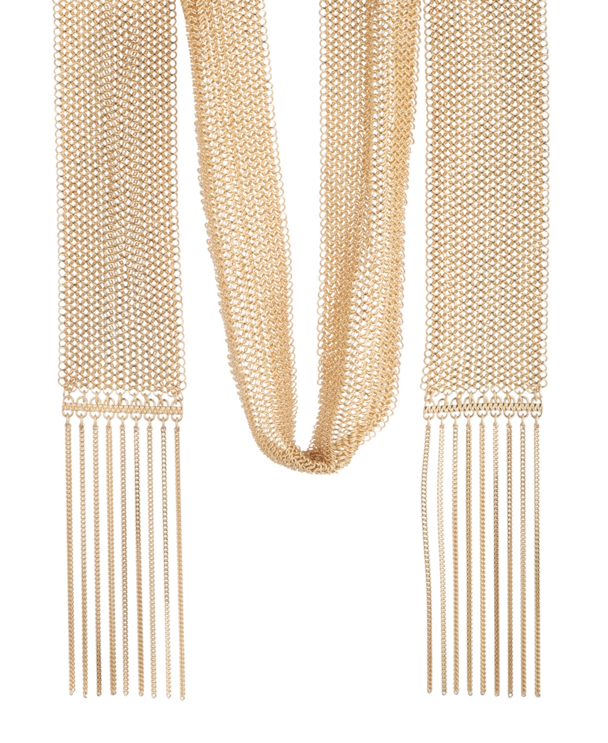 Lauren Ralph Lauren Gold-Tone Fringe Mesh Scarf Necklace