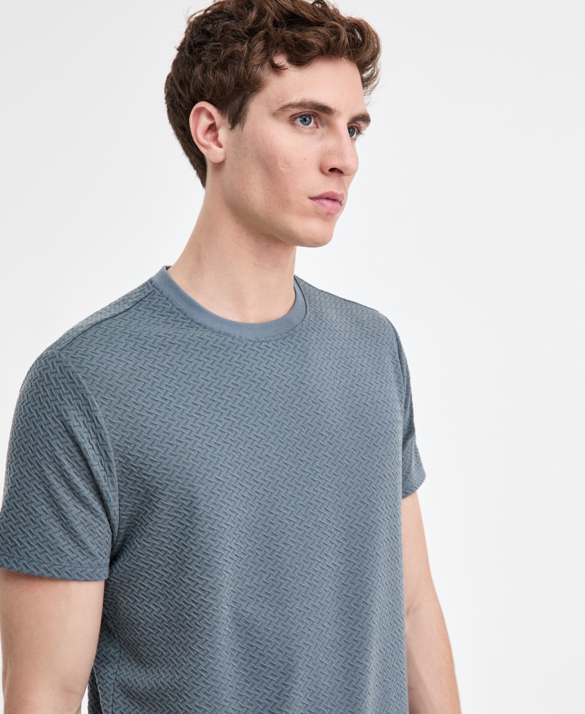 Guess Men's Blake Textured Crew Short-Sleeve Knit T-Shirt