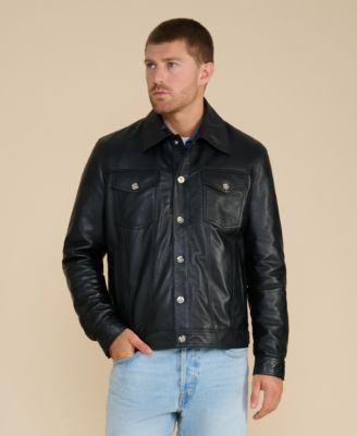 Men's Leather Shirt Style Jacket, Created for Macy's