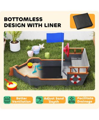 62 in. Wooden Kids box with Bottom Liner, Seats, Storage,