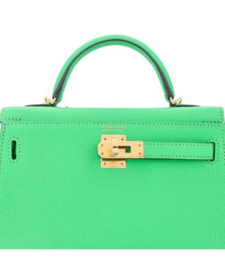 Kelly 20 Handbag Green Chevre Mysore with Gold Hardware
