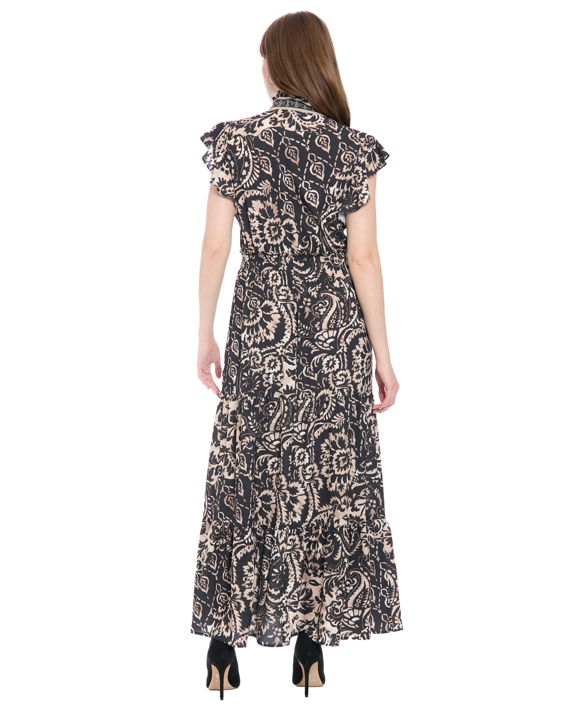 London Times Women's Smocked Waist Maxi Dress