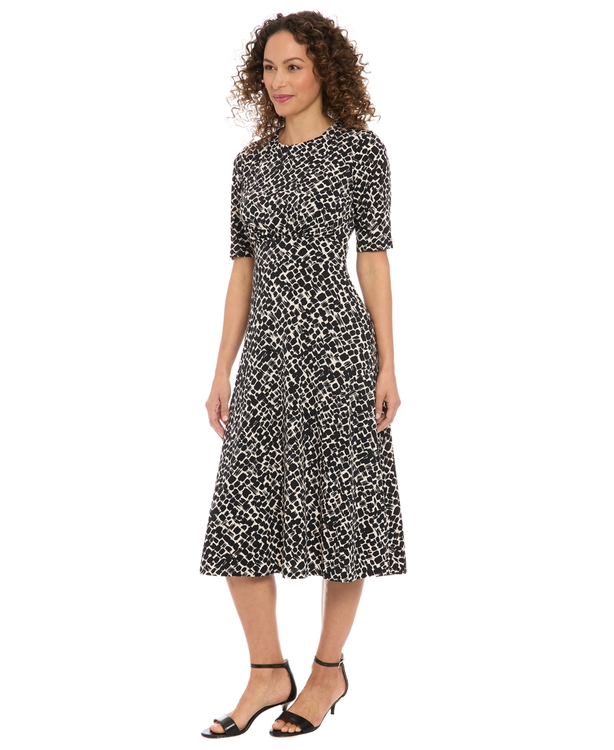 London Times Women's Short-Sleeve Midi Dress