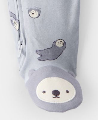 Baby Boys' or Baby Girls' Otter Print Long-Sleeve Sleep & Play