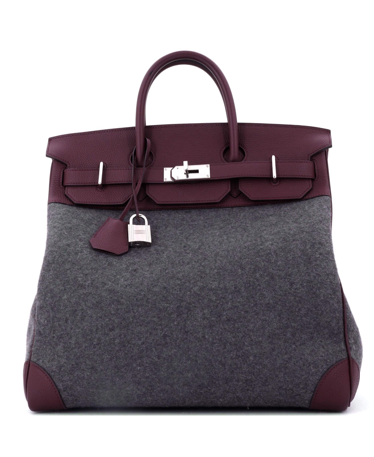 Pre-Owned Hermes 40 Go Team Hac Birkin Bag Felt and Togo with Palladium Hardware