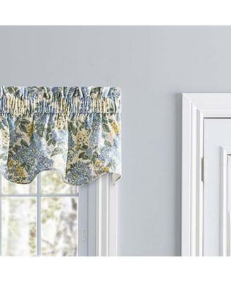Ellis Hydrangea Classic Pattern Printed 3" Rod Pocket Window Scallop Valance Lined 70"x15" Blue