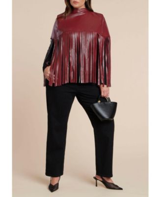 Women's Faux Leather Fringe Cape