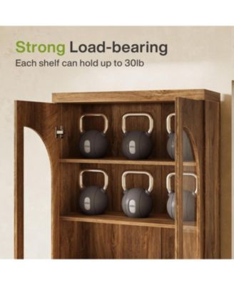 Farmhouse Kitchen Pantry, Free-Standing Wooden Pantry Cabinet, Space Saving Storage Shelf with Two Drawers