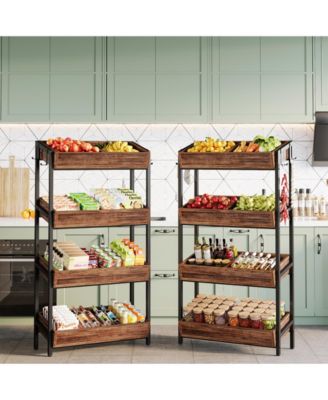 Backer Rack 4 Tiers, Kitchen Backers Rack with Hooks, 29.13"W