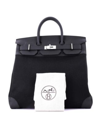  HAC 40 Handbag Toile and Black Togo with Palladium Hardware