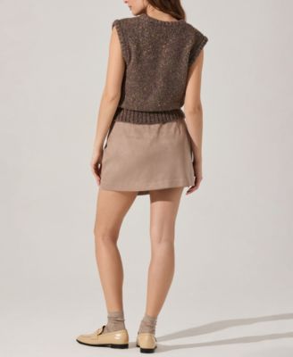 Women's Theodora Pleated Faux Suede Mini Skirt