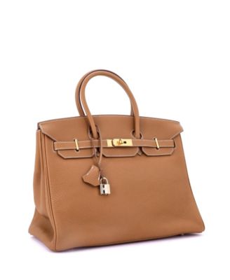 Birkin 35 Handbag Brown Clemence with Gold Hardware