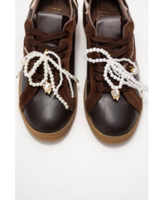 Taren Leather Pearl Buckle Sneakers (Women)