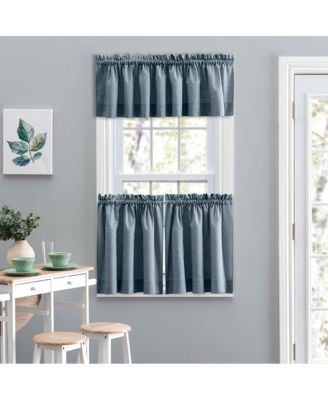 Ellis Lisa Solid Color Poly Cotton Duck Fabric Tailored Valance 58"x15" Dusty Blue