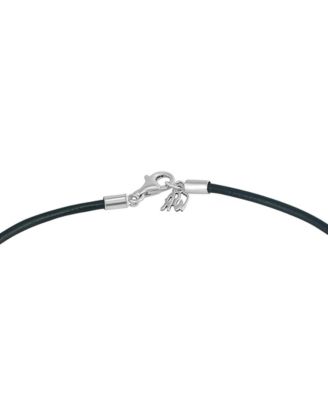 Sterling Silver Kingman Turquoise and Red Coral Black Leather Dreamcatcher Necklace, 17 Inches