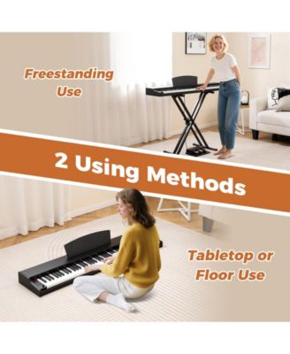 88-Key Semi-Weighted Digital Piano Set with Adjustable Stand and Triple Pedals