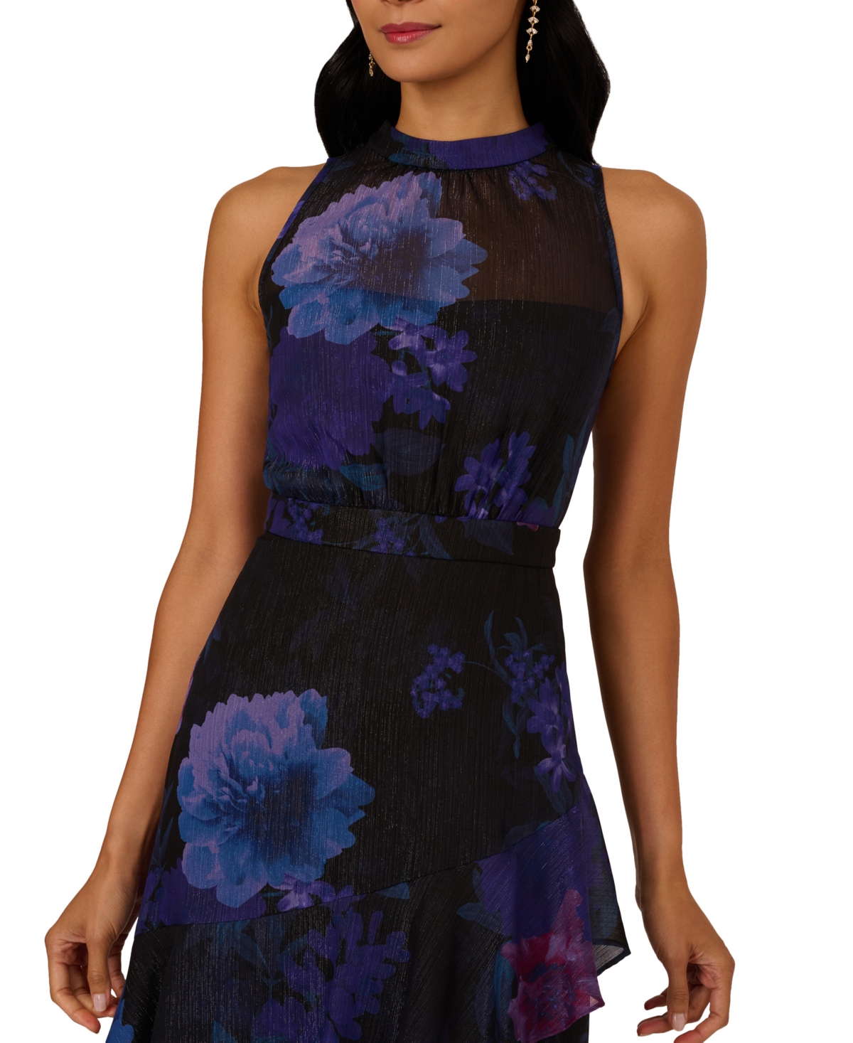 Adrianna Papell Women's Halter Glitter Midi Dress In Multi