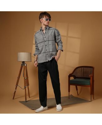 Men's Moon Grey Graph-Check Waffle Overshirt