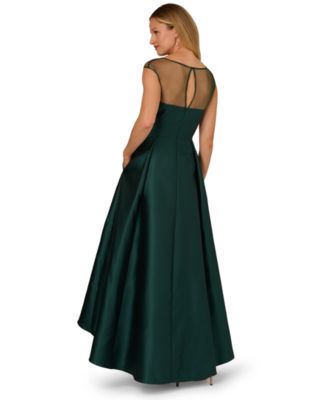 Women's Boat Neck Floral Mesh Dress