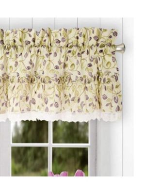 Clarice Room Darkening Natural Color Classic Print Ruffled Window Valance - 52 x12" Violet