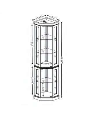 Corner Glass Cabinet with Lighted Included